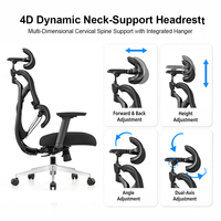 Chaise de bureau ergonomique en maille intégrale pour le personnel, avec accoudoirs 3D, hauteur réglable, siège en mousse haute densité, pivotante pour le bureau
