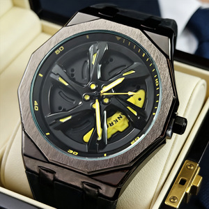 Reloj de Cuarzo de Aleación Poligonal en Oferta, Esfera Giratoria, Luminoso, Resistente al Agua, Moderno, Casual, para Hombre - Product Image 1