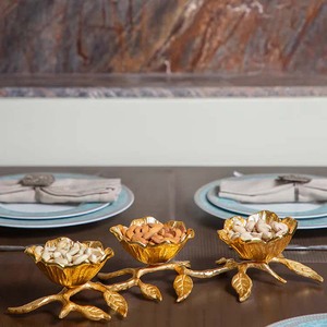 <b>Home</b> Decorative Chip <b>Dip</b> Dry Fruits Bowl for Table Centerpieces Decor 2023 New Design Aluminium Golden Fruits Bowl for Sale - Product Image 3