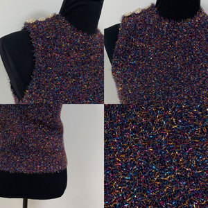 Débardeur Métallique Brillant pour Femme, Tricoté Scintillant avec Boutons Strass aux Épaules, <span class=keywords><strong>Pull</strong></span> Sans Manches Scintillant pour Soirée - Product Image 3