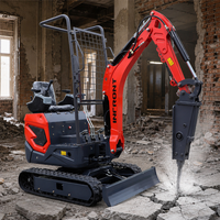 Mini-excavatrice 1,8 tonne 2026 avec cabine, moteur économe en carburant, certifiée CE, sur chenilles, attache rapide pour travaux agricoles et aménagement paysager