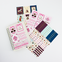 Feuille d'autocollants esthétiques personnalisés pour l'emballage de scrapbooking de journalisation avec de jolis motifs de style japonais et coréen