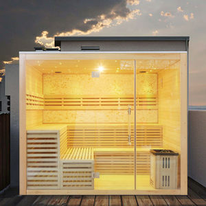 Finland Traditional Home Dry Indoor Sauna <strong>Room</strong> With Stove and Stone <strong>Steam</strong> Shower Sauna Combo - Product Image 1