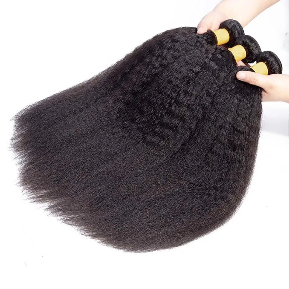 Kinky Straight Peruvian Hair Weave Bundles Raw Human Hair Bundles 28 30 Inch Remy Extensions 3 4 Bundles For Women Coarse Yaki
