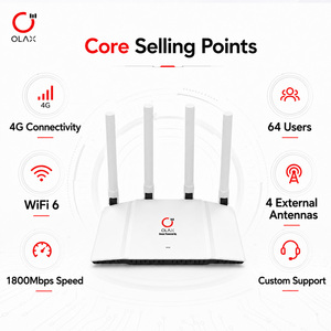 เราเตอร์ OLAX AX1800 WiFi 6 สำหรับบ้านและสำนักงาน ความเร็ว 1800Mbps ไร้สาย พร้อมพอร์ต 4 ช่อง และพอร์ต Type-C รองรับการเชื่อมต่อผู้ใช้ 64 คน 4 เสาอากาศ OEM 1800Mbps - Product Image 1