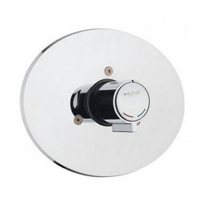 Mezclador de ducha temporizado con pulsador, cromo, placa redonda de 100 mm - Product Image 1