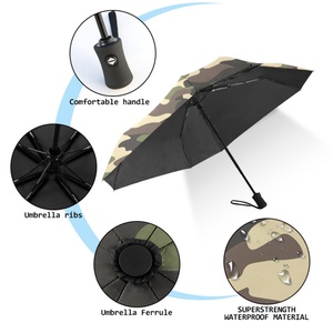 Hot Selling Manual 3 Fold Iron Frame Auto-Open Travel Folding <b>Umbrella</b> Wind Resistant Glass Fiber Ribs Carrying Pouch Custom - Product Image 4