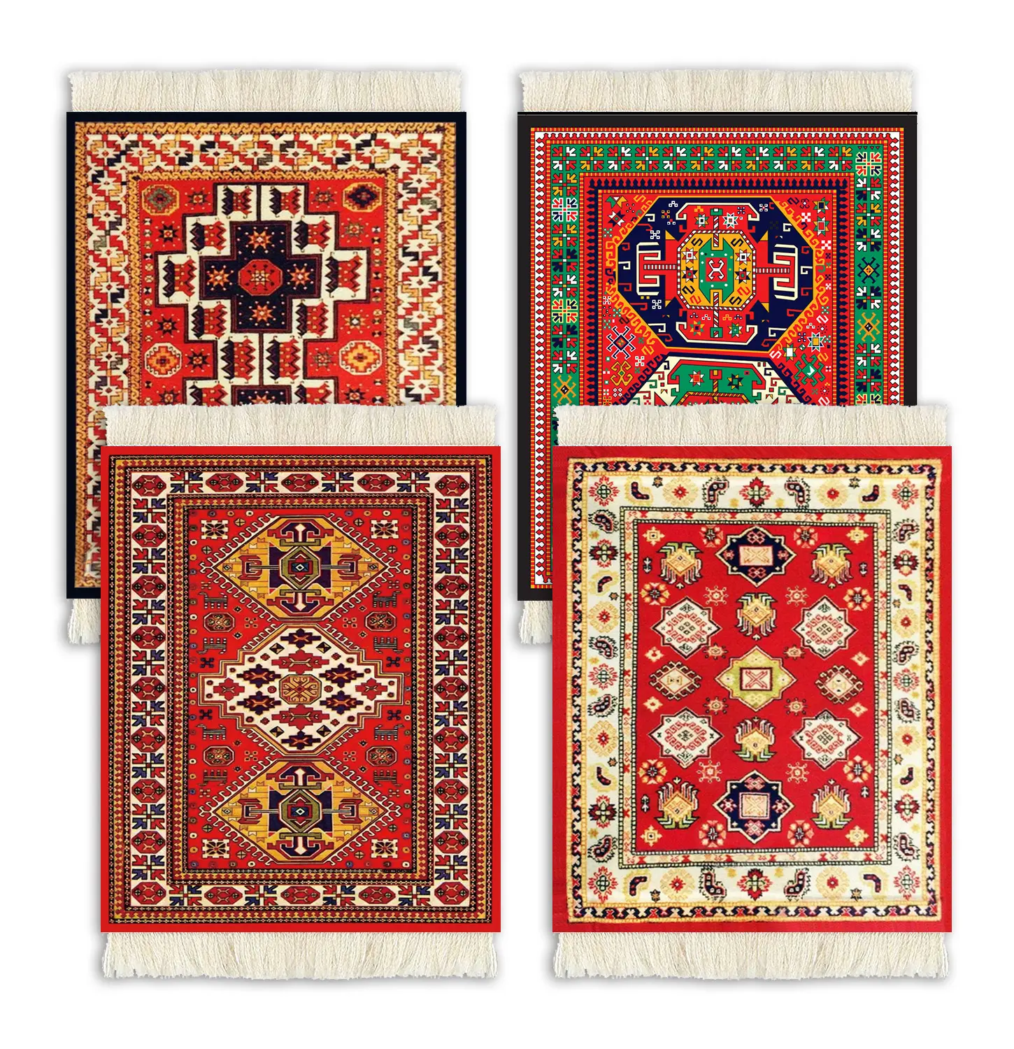 Juego de 4 posavasos para mesa de alfombra, diseño árabe Oriental, alfombrillas de tela para bebidas, accesorios absorbentes para cocina y comedor,