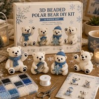 Kit de Perlage 3D pour Chat (4 Pièces) – Kit DIY pour Débutants, Ensemble de Perlage Animaux Mignons avec Outils et Instructions