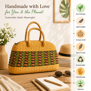 <b>Boho</b> Style Jute Shopping Tote <b>Bag</b> With Panelled Weave Pattern Sustainable Everyday Handbag - Product Image 1