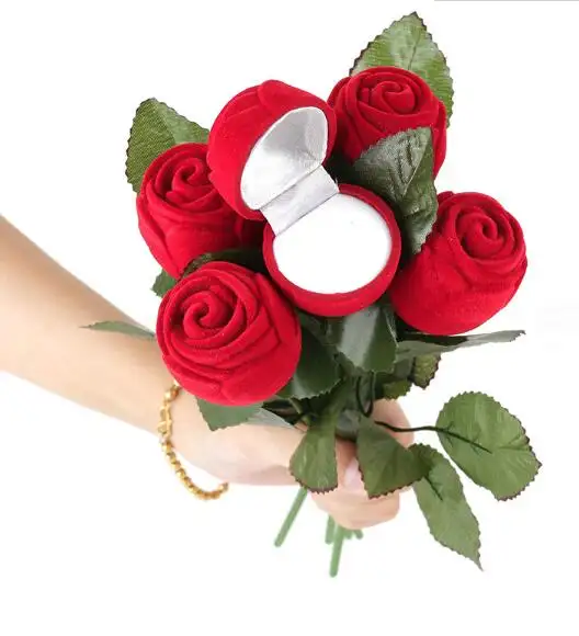 Regalo di san valentino della scatola dell'anello del fiore della rosa rossa creativa di migliore prezzo di nuovo arrivo del fornitore della <span class=keywords><strong>cina</strong></span>
