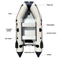 Bateau pneumatique d'assaut de 4 m (13,1 pi) pour 7 personnes, avec plancher en aluminium et transom, en PVC, pour la plongée sous-marine