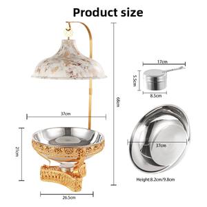 होटल रेस्तरां ईंधन चफिंग बफेट ट्रे ग्लास ढक्कन शादी पार्टी संगमरमर स्टेनलेस स्टील सोना 8l क्षमता भोजन गर्म सेट - Product Image 4