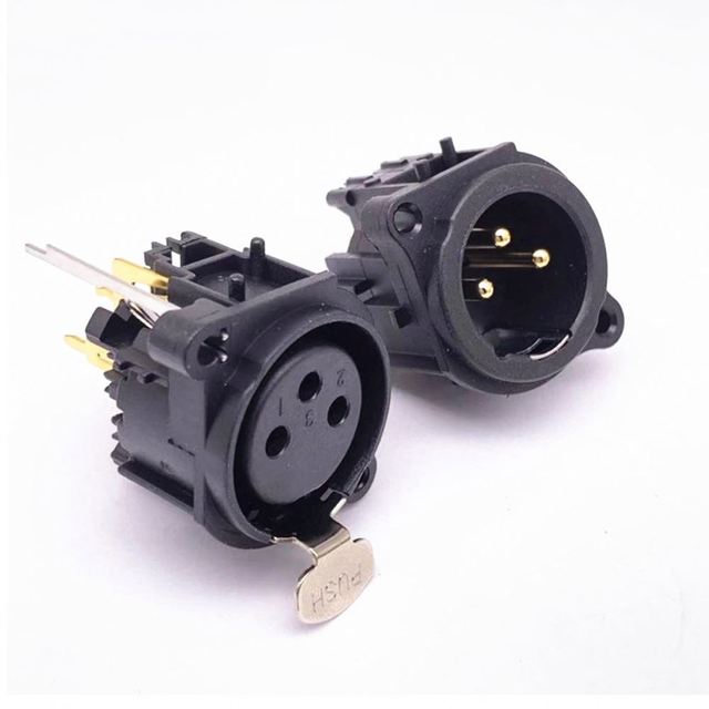 Black Plastic 3Pins XLR Connector Male/Female Connector XLR Jack Socket Speaker Plug with PUSH Button