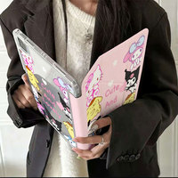 Étui de protection pour iPad personnalisé avec des personnages mignons, support pliable en Y, coque transparente, antichoc, fin et léger, housse pour tablette