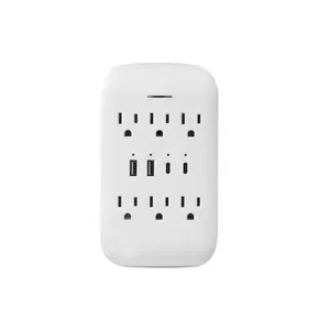 6 Ac Outlets Multi Plug Extension Socket Usb Type-C Power Adapter