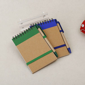 Carnet de notes à spirale supérieure de 80 feuilles avec stylo, <span class=keywords><strong>bloc</strong></span>-notes de poche en kraft 80 g/m² pour cadeaux promotionnels - Product Image 2