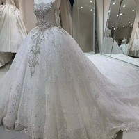 Robes de mariée Jancember DW0225 magnifiques, lourdes, brodées de perles et de dentelle pour femmes
