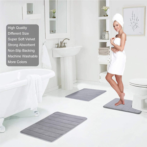 Water-absorbing Soft Polyester Custom Logo Modern Foot Mat Solid Color Non-slip PVC Reversible Cushioned Home Hotel Bathroom Mat - Product Image 4