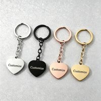 Porte-clés en acier inoxydable Ywyougang en forme de cœur, 4 couleurs, gravure personnalisée, cadeau avec design tendance et fonction imperméable