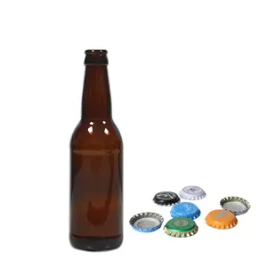 ビールCY-734用ファンシー330ml高さロングネック琥珀色すりガラスボトル