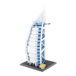 디오라마 세계 건축 모델 플라스틱 부르즈 알 아랍 호텔 키트 미니어처 퍼즐 벽돌 장난감 어린이 빌딩 블록 세트