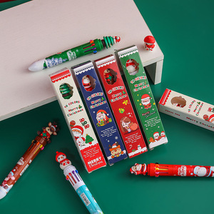 Exhibition New Christmas Ballpoint Pens 10 Colors Push <b>Button</b> Office School Stationery Gift Set - Product Image 2
