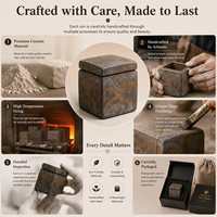 Urna de Cerámica Artesanal para Guardar Cenizas, Mini Urna Cuadrada Portátil para Perros y Gatos, Caja de Cremación, Artículos Funerarios para Mascotas