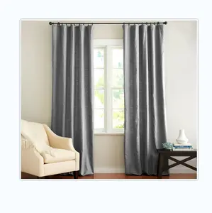 High quality modern textured blackout Cotton and Linen High Blackout Curtain Fabric Pure Color Modern Extra Long Curtain