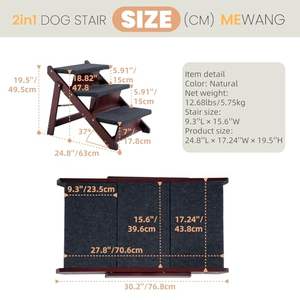 Scale/Rampa <span class=keywords><strong>per</strong></span> Animali Domestici in Legno - 3-in-1 Pieghevole <span class=keywords><strong>per</strong></span> Letti e <span class=keywords><strong>Auto</strong></span> - Portatile <span class=keywords><strong>per</strong></span> Cani - Ideale <span class=keywords><strong>per</strong></span> Animali di Piccola Taglia e Anziani - Product Image 3
