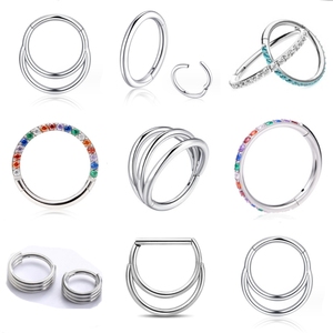 Juego de Piercings de Nariz de Acero Inoxidable de Moda al por Mayor, Piercing <span class=keywords><strong>Helix</strong></span>, Segmento Articulado ASTM F136, Titanio CNC, Clicker, Push Pin - Product Image 3