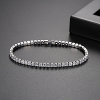 Bracelet de Tennis Mode LUOTEEM, Taille Carrée 3 mm, Pierres CZ Claires, Plaqué Or Véritable, Bijoux pour Femme