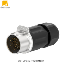 Conector Circular Industrial E-Weichat LP24 con Carcasa Metálica, Tipo Push-Pull, Impermeable IP67, Tipo Soldadura, 35A 500V, 2, 3, 4, 10, 12, 19, 24 Pines