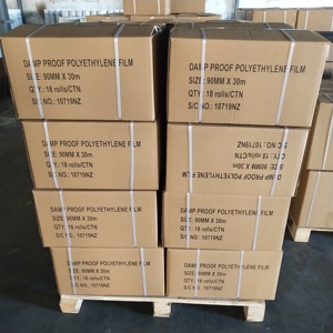 Vente chaude 90mmX30m DPC DPM Membrane de cours étanche à l'<span class=keywords><strong>humidité</strong></span> en polyéthylène noir pour murs de fondation - Product Image 3