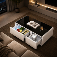 Table Basse Intelligente 2026 avec Réfrigérateur Congélateur Double Porte Intégré, Recharge Sans Fil, Écran Tactile et Ports USB pour Salon et Maison