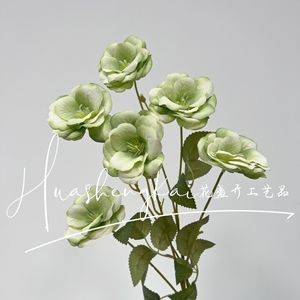 Flores Artificiales de Gardenia, Rama Individual de 6 Cabezas, Alta Simulación, Plástico y Seda, Decoración para Bodas y Hogar - Product Image 4