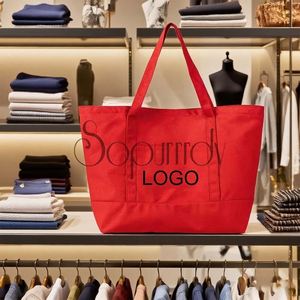 Sac fourre-tout en toile de coton épais avec logo personnalisé, poche extérieure et fermeture éclair supérieure – Indispensables quotidiens - Product Image 4