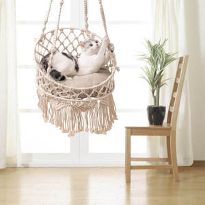 Cama para gatos de estilo bohemio, tejida a mano con cuerda de algodón y borlas, hamaca para mascotas de Vietnam, a precio económico. - Product Image 1