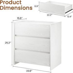 Table <span class=keywords><strong>de</strong></span> chevet avec 3 tiroirs, moderne avec un grand espace <span class=keywords><strong>de</strong></span> rangement, table <span class=keywords><strong>de</strong></span> chevet pour chambre à coucher - Product Image 2