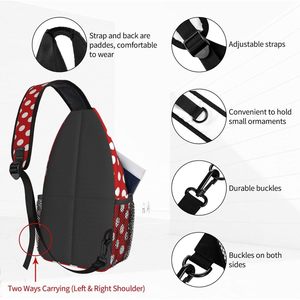 Nuevo estilo rojo blanco lunares Sling mochila bambú materias primas pecho Bolsa Bandolera hombro gimnasio ciclismo viaje senderismo mochila - Product Image 4