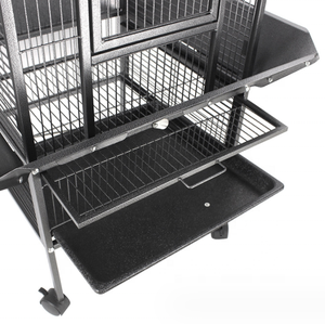 Toptan ucuz fiyatlar <span class=keywords><strong>Metal</strong></span> tel Pet şerit siyah kuş papağan kafes açık büyük papağan kafes - Product Image 3