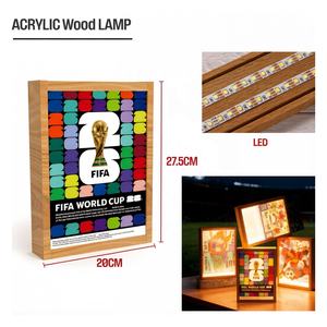 Lampe LED en acrylique et bois Coupe du Monde <span class=keywords><strong>FIFA</strong></span> 2026, motif numérique coloré, thème <span class=keywords><strong>FIFA</strong></span>, veilleuse chaude pour décoration intérieure et souvenir - Product Image 1