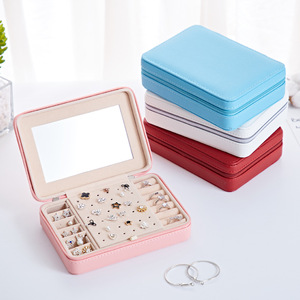 Boîte de Rangement Multifonctionnelle Haut de Gamme en Cuir PU avec Fermeture Éclair pour Bijoux (Bagues, Boucles d'Oreilles, Colliers) – Idéale pour les Voyages – Vente en Gros Fournisseur - Product Image 1
