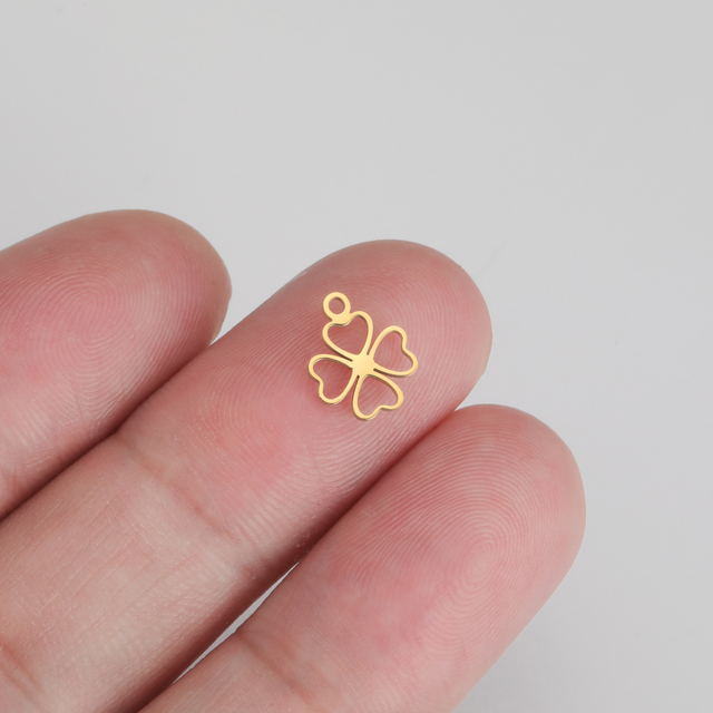 Fashion Stainless Steel Clover Charm  Gold Plated Four Leaf Clover Pendant Necklace Bracelet Accessories for Jewelry Making