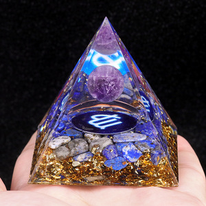 Sfera di Ametista a Piramide da 5 cm con Segni Zodiacali, Tecnica di Levigatura e Inumidimento in Resina, Ornamento da Scrivania per Casa e Ufficio - Product Image 3