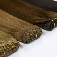 Extensions de cheveux à double trame plate, 100% cheveux humains Remy, trame invisible, extensions de cheveux noires Genius Weft