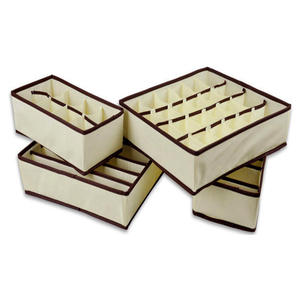 Ensemble de 4 boîtes de rangement en tissu pour la maison, organisateur de sous-vêtements et de vêtements rectangulaires de couleur unie - Product Image 2