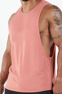 Débardeur sans manches en bambou <span class=keywords><strong>à</strong></span> ourlet incurvé de coupe athlétique pour hommes fabriqué en Chine 2026 - Product Image 2