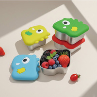 Assiette à dîner pour enfants en silicone et acier inoxydable à 3 compartiments avec couvercle en silicone pour enfants, vente en gros
