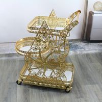 Chariot à vin à trois niveaux en or, style européen, haut de gamme, chariot de rangement, vente en gros directe d'usine